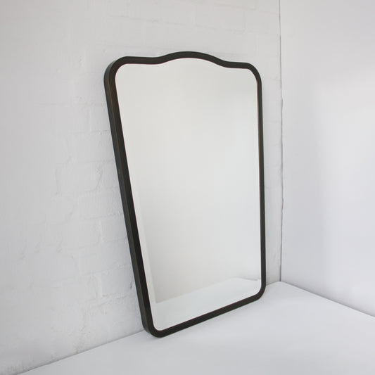 Mid Century Style Bevelled Mirror with Handcrafted Patina Full Frame - Vintage N.4