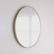 Orbis™ Illuminated Contemporary Round Mirror with a Brass Frame, Customisable