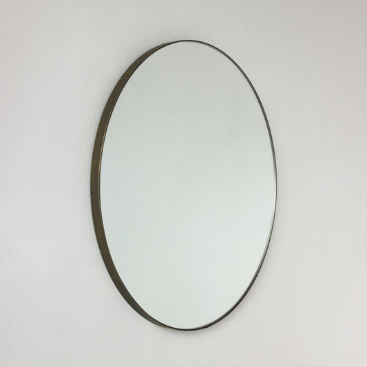 Orbis™ Round Mirror with a Minimalist Handcrafted Bronze Patina Frame