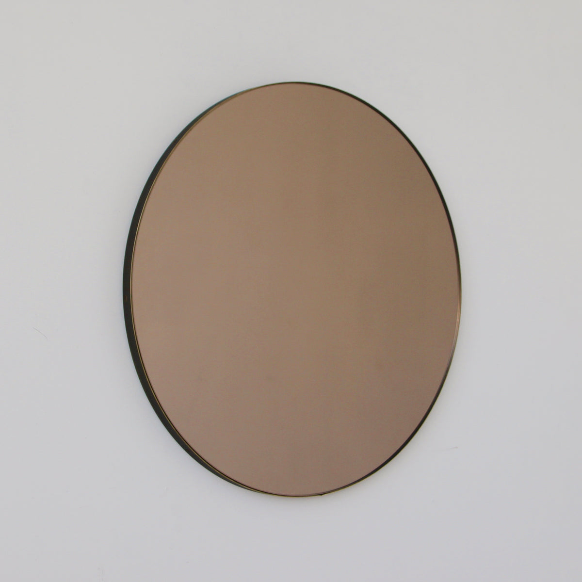 Orbis™ Bronze Tinted Round Contemporary Mirror with a Bronze Patina Brass Frame