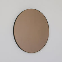 Orbis™ Bronze Tinted Round Contemporary Mirror with a Bronze Patina Brass Frame