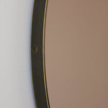 Orbis™ Bronze Tinted Round Contemporary Mirror with a Bronze Patina Brass Frame