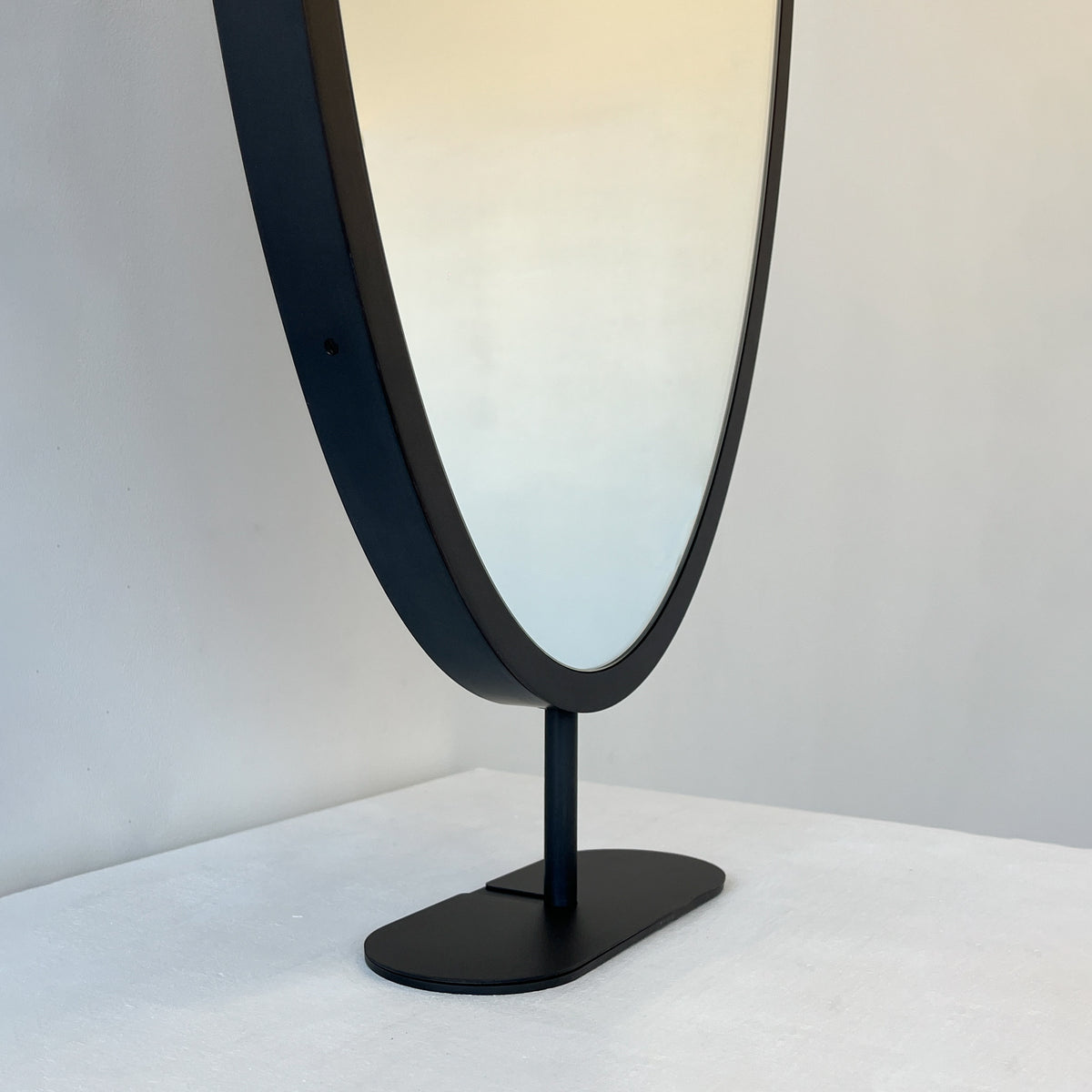 Countertop Oval Mirror with Contemporary Bronze Patina Frame