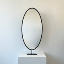 Countertop Oval Mirror with Contemporary Bronze Patina Frame