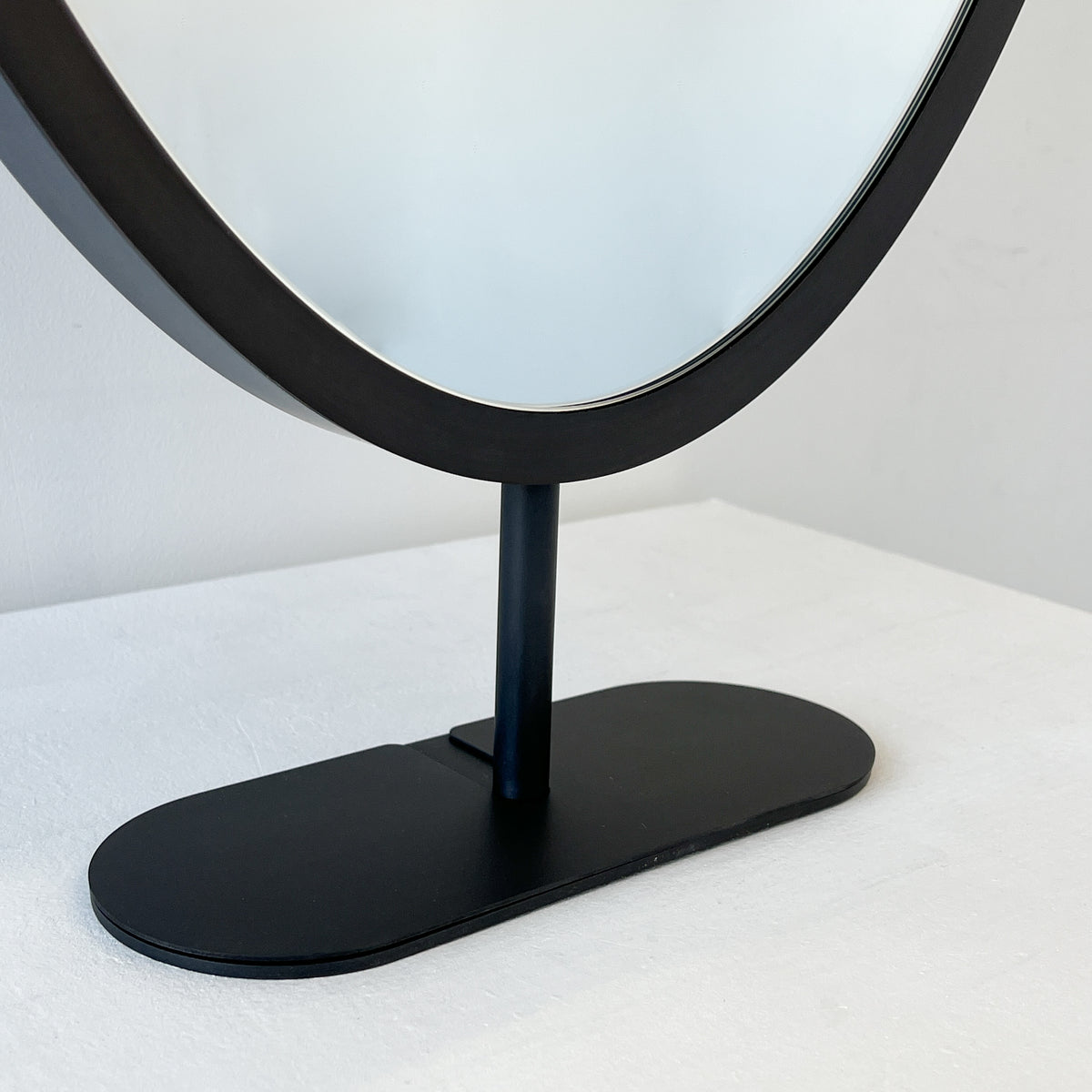 Countertop Oval Mirror with Contemporary Bronze Patina Frame