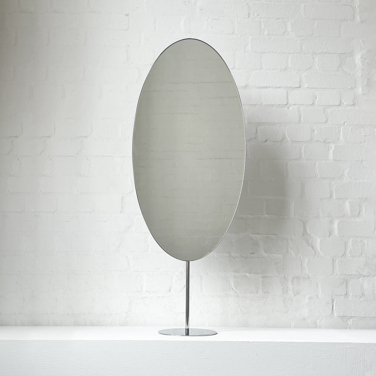 Ovalis™ Countertop Mirrors with Contemporary Stainless Steel Frame