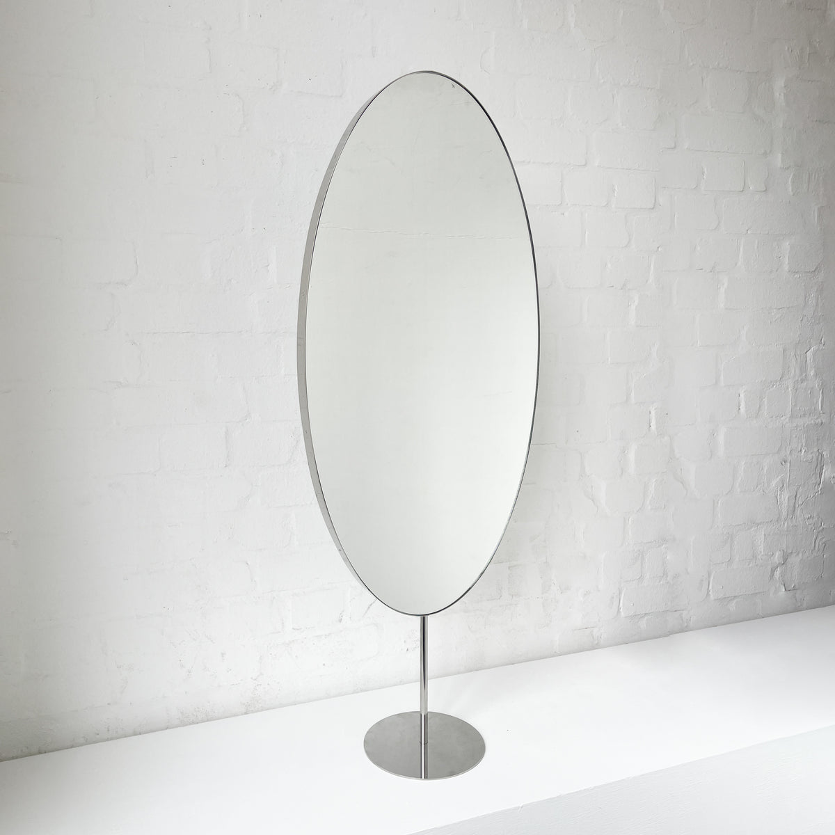 Ovalis™ Countertop Mirrors with Contemporary Stainless Steel Frame