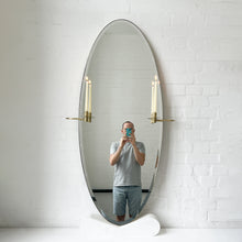 Oval shaped Bevelled Mirror with a Brushed Brass Frame