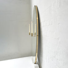 Oval shaped Bevelled Mirror with a Brushed Brass Frame