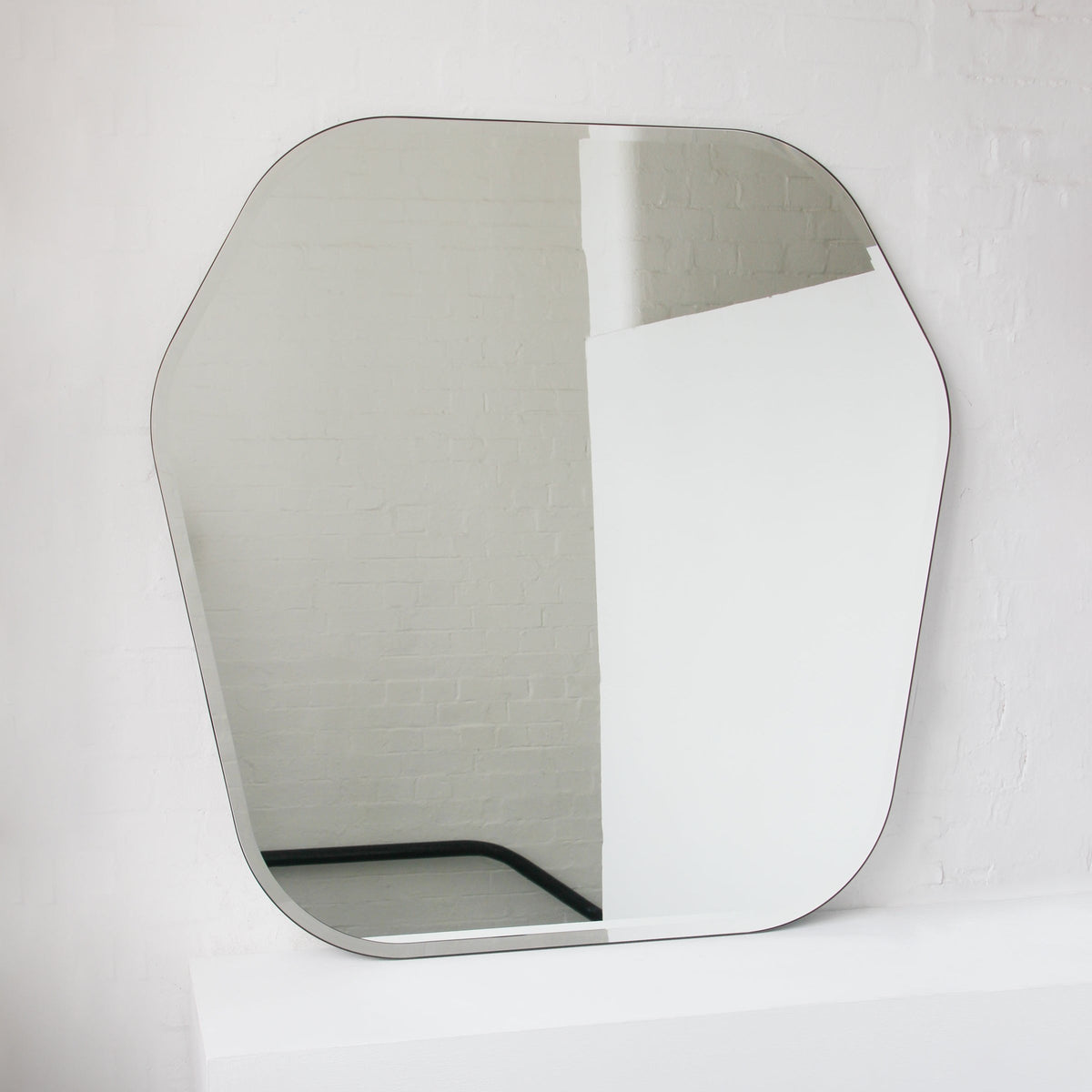 Gaudia™ Retro Style Overmantel Hexagonal Bevelled Mirror with Bronze Patina Frame