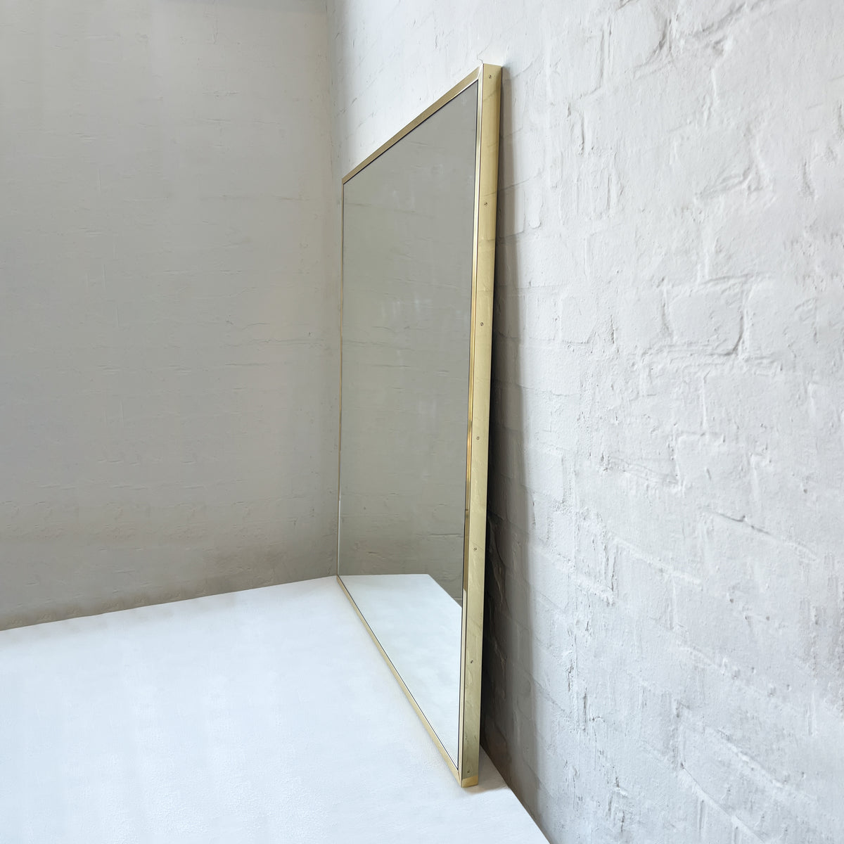 Oversized Quadris™ Rectangular Contemporary Mirror with Brass Full Frame
