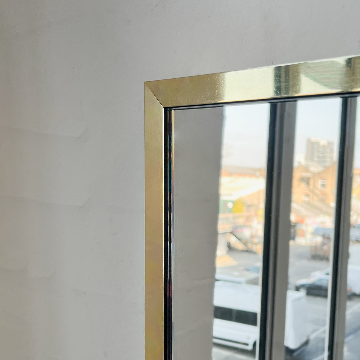 Oversized Quadris™ Rectangular Contemporary Mirror with Brass Full Frame