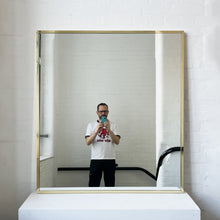 Oversized Quadris™ Rectangular Contemporary Mirror with Brass Full Frame