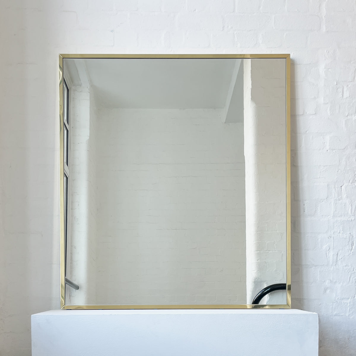 Oversized Quadris™ Rectangular Contemporary Mirror with Brass Full Frame