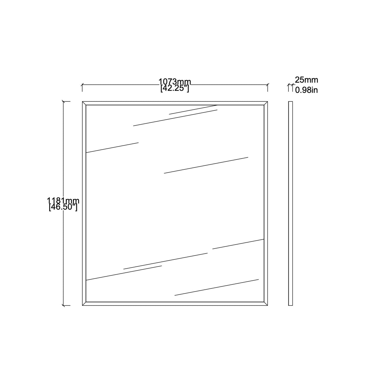 Oversized Quadris™ Rectangular Contemporary Mirror with Brass Full Frame