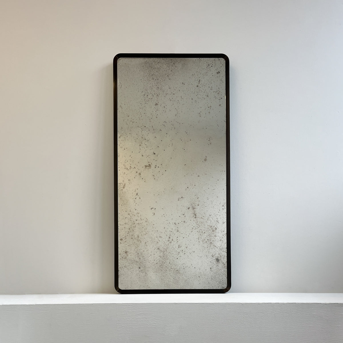 Antiqued Rectangular Mirror with Bronze Patina Full Frame