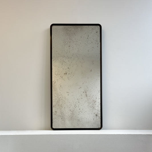 Antiqued Rectangular Mirror with Bronze Patina Full Frame