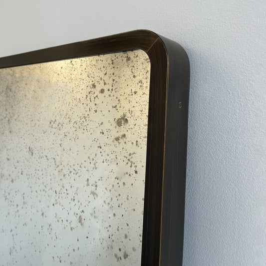 Antiqued Rectangular Mirror with Bronze Patina Full Frame