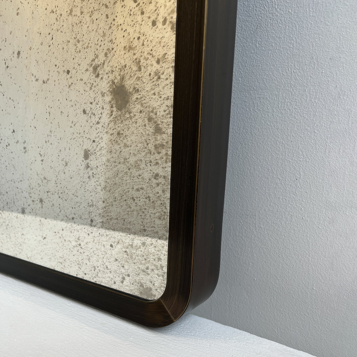 Antiqued Rectangular Mirror with Bronze Patina Full Frame