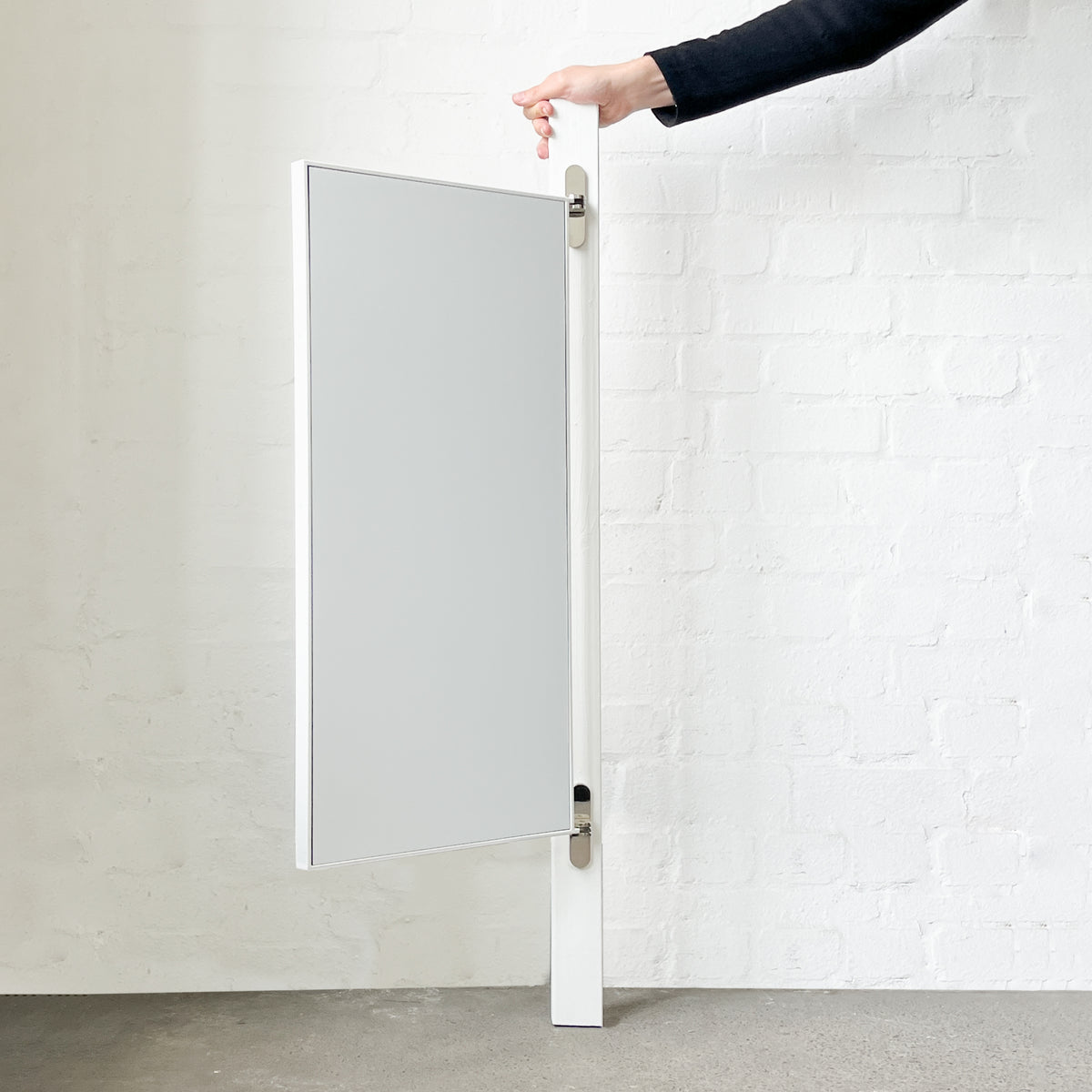 Porta™ Rectangular Wall Mirror with Hinges and White Minimalist Frame