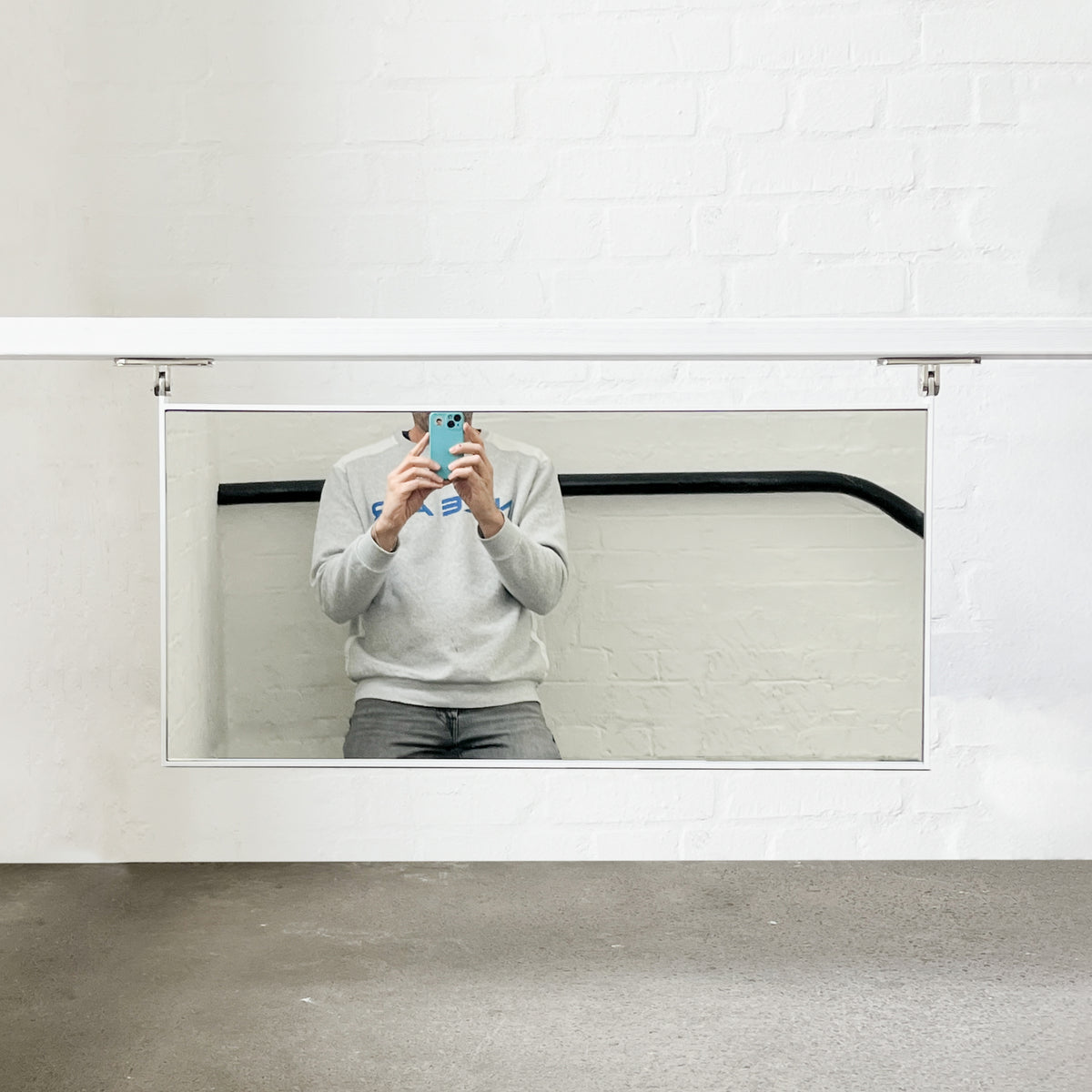 Porta™ Rectangular Wall Mirror with Hinges and White Minimalist Frame