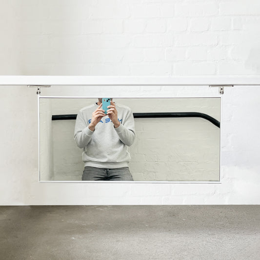 Porta™ Rectangular Wall Mirror with Hinges and White Minimalist Frame