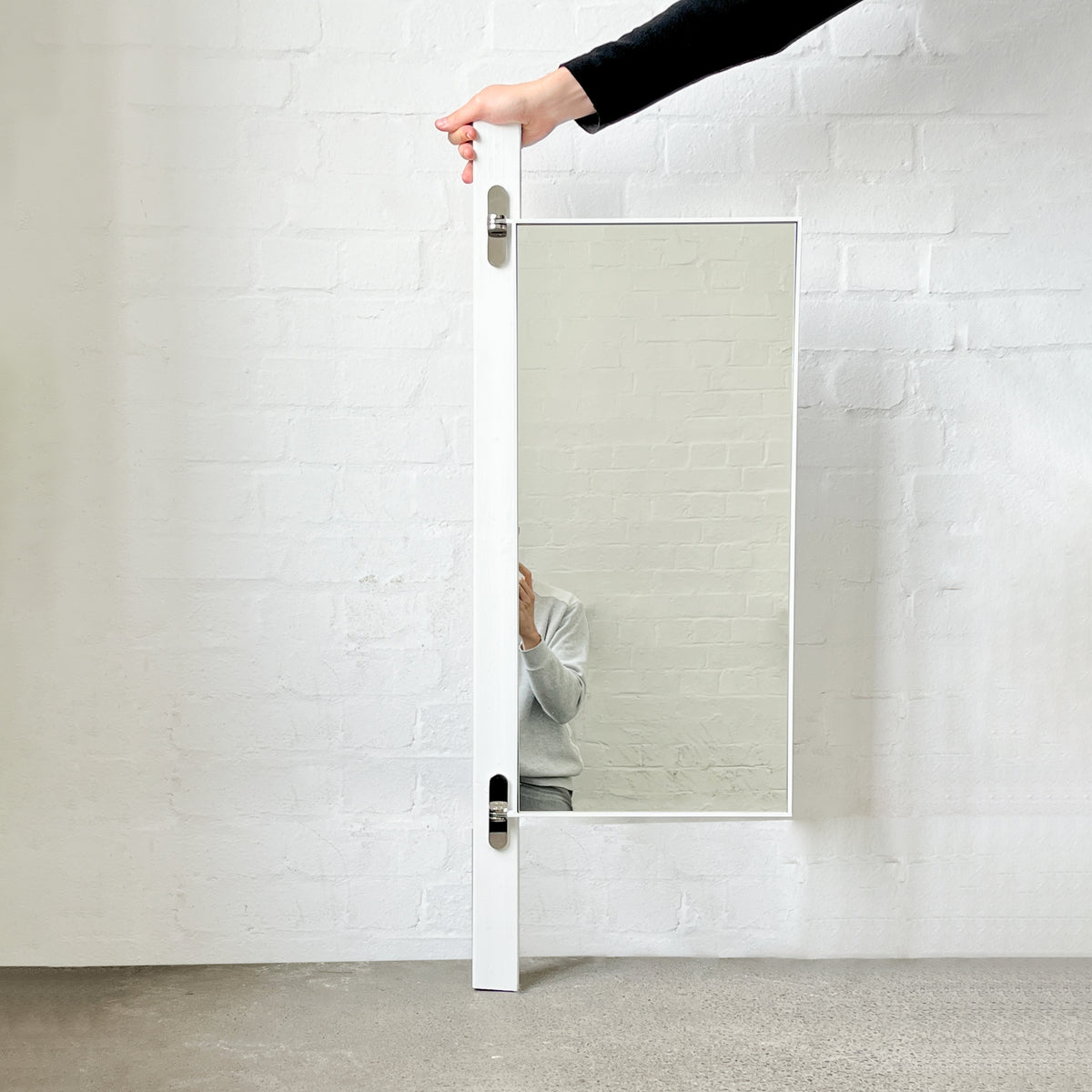 Porta™ Rectangular Wall Mirror with Hinges and White Minimalist Frame