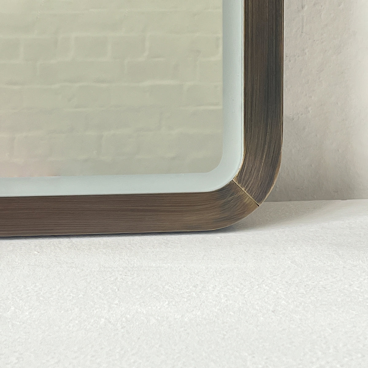 Quadris™ Front Illuminated Rectangular Mirror with Bronze Patina Mitred Full Frame