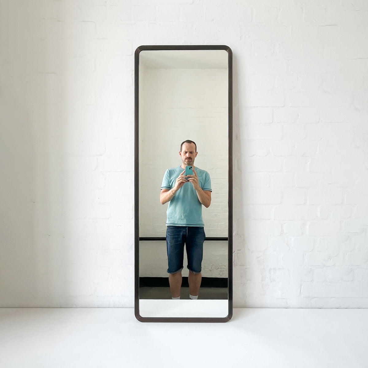 Quadris™ Rectangular Long Mirror with Bronze Patina Mitred Full Frame