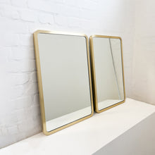 Set of 2 Quadris™ Rectangular Modern Mirrors with Brass Full Frame
