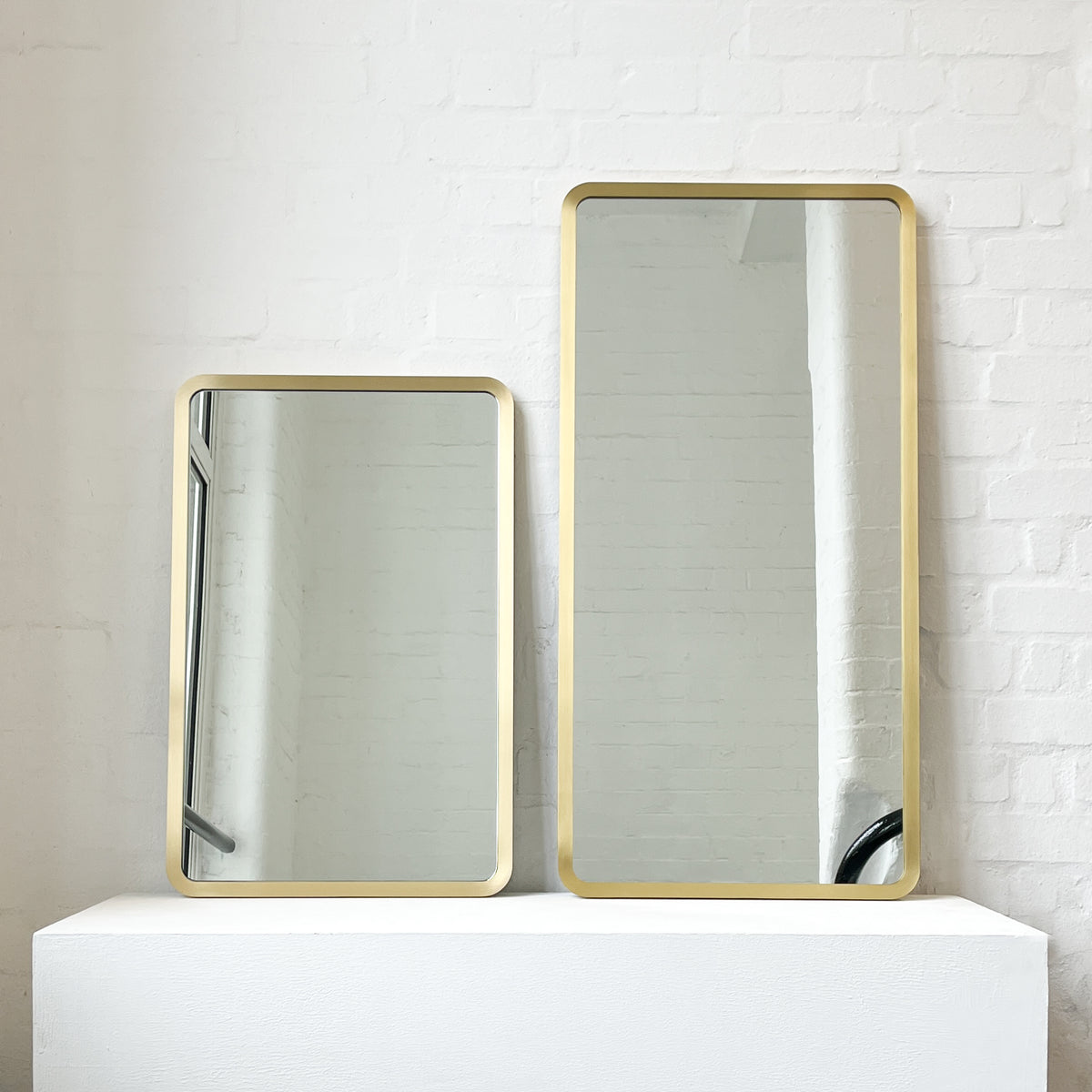 Alguacil & Perkoff Rectangular Wall Mirror with Contemporary Solid Brass Frame