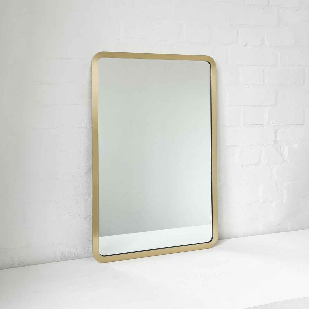 Alguacil & Perkoff Rectangular Wall Mirror with Contemporary Solid Brass Frame