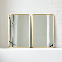 Set of 2 Quadris™ Rectangular Modern Mirrors with Brass Full Frame
