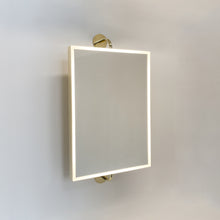 Illuminated Vorso™ Wall Attached Rotating Rectangular Mirror with Polished Brass Frame