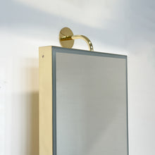Illuminated Vorso™ Wall Attached Rotating Rectangular Mirror with Polished Brass Frame