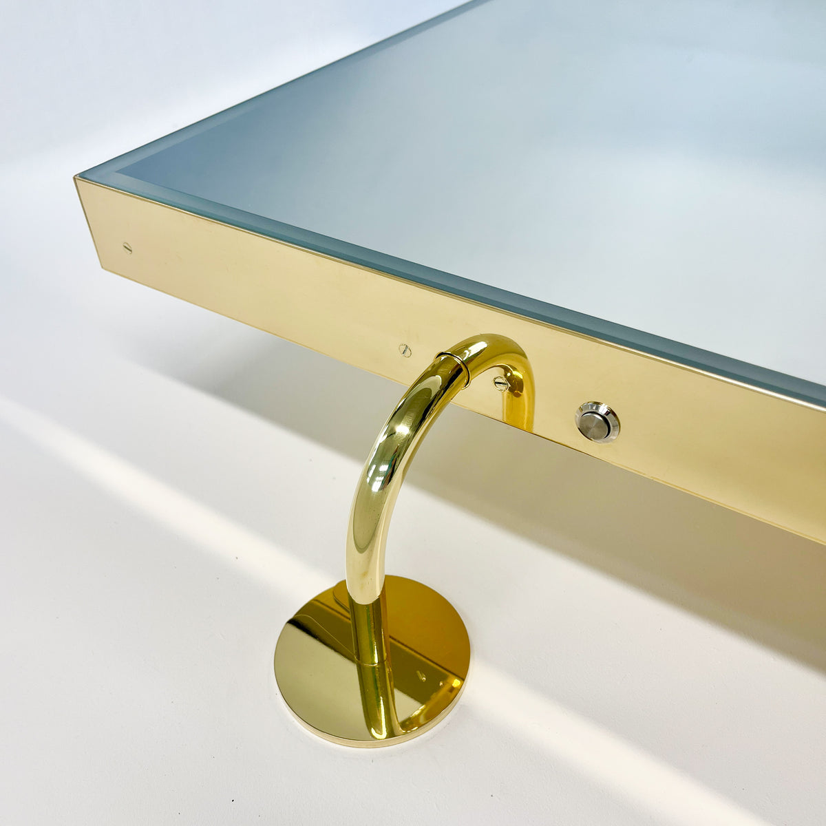 Illuminated Vorso™ Wall Attached Rotating Rectangular Mirror with Polished Brass Frame