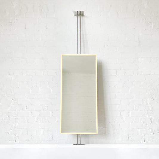 Countertop to Ceiling Illuminated Rectangular Mirror with Stainless Steel Frame