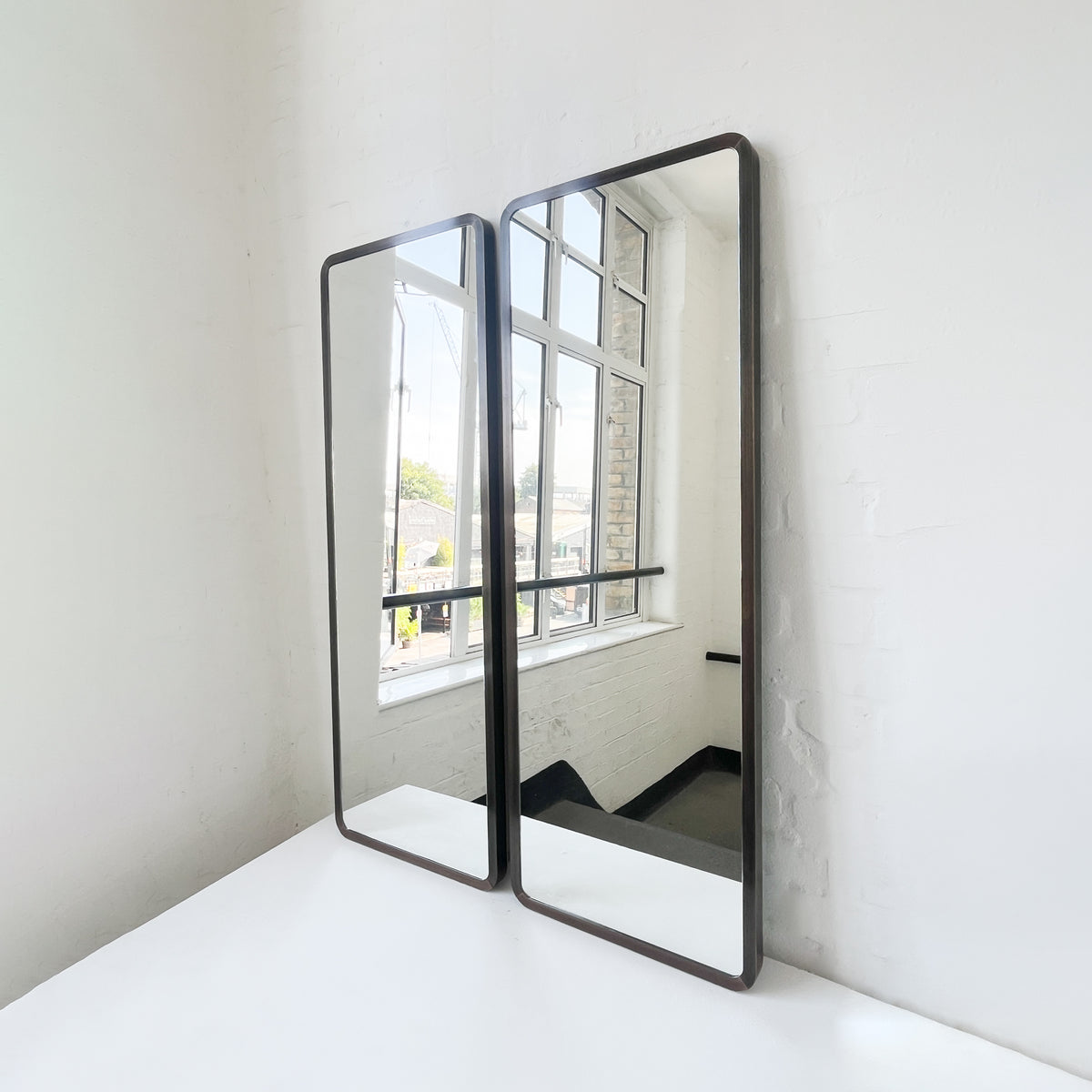 Quadris™ Rectangular Long Mirror with Bronze Patina Mitred Full Frame