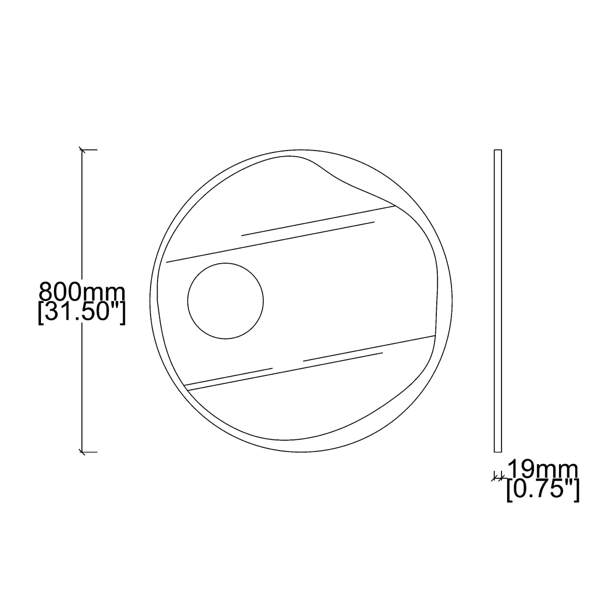 Round Mirror with Integrated Magnifying Mirror and Decorative Brass Full Frame