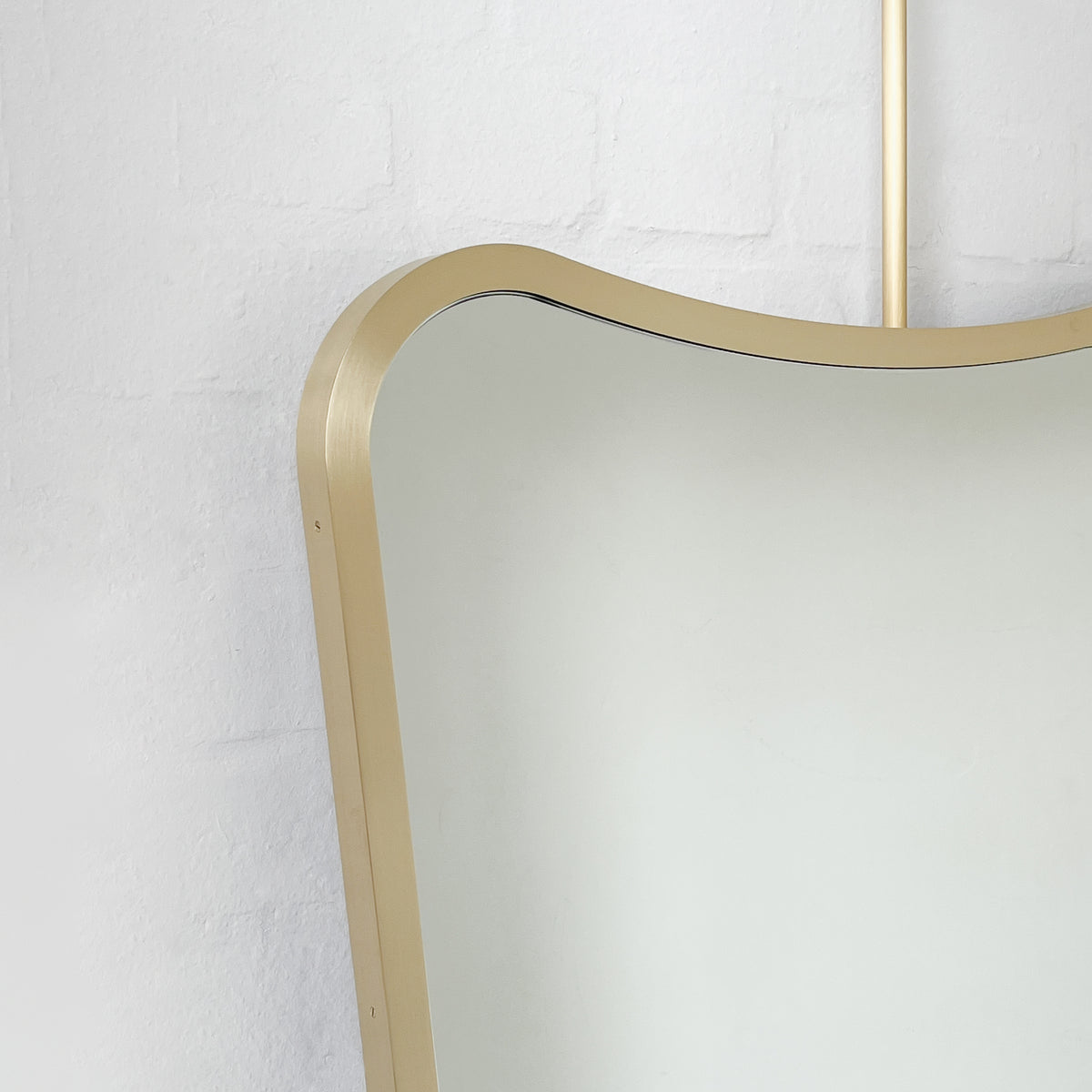 Mid-century Inspired Ceiling Suspended Mirror with Brass Full Frame - Vintage N.2