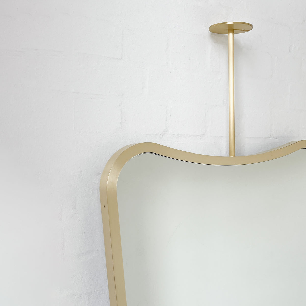 Mid-century Inspired Ceiling Suspended Mirror with Brass Full Frame - Vintage N.2