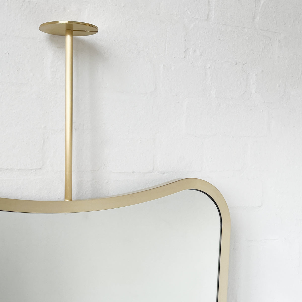 Mid-century Inspired Ceiling Suspended Mirror with Brass Full Frame - Vintage N.2