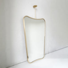 Mid-century Inspired Ceiling Suspended Mirror with Brass Full Frame - Vintage N.2