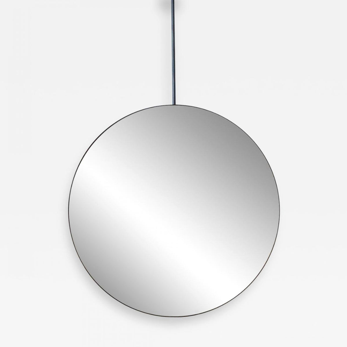 Orbis™ Suspended Round Mirror with Contemporary Blackened Stainless Steel Frame