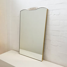 Mid Century Art Deco Mirror with Handcrafted Brass Decorative Detail and Frame - Vintage N.1