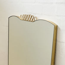 Mid Century Art Deco Mirror with Handcrafted Brass Decorative Detail and Frame - Vintage N.1