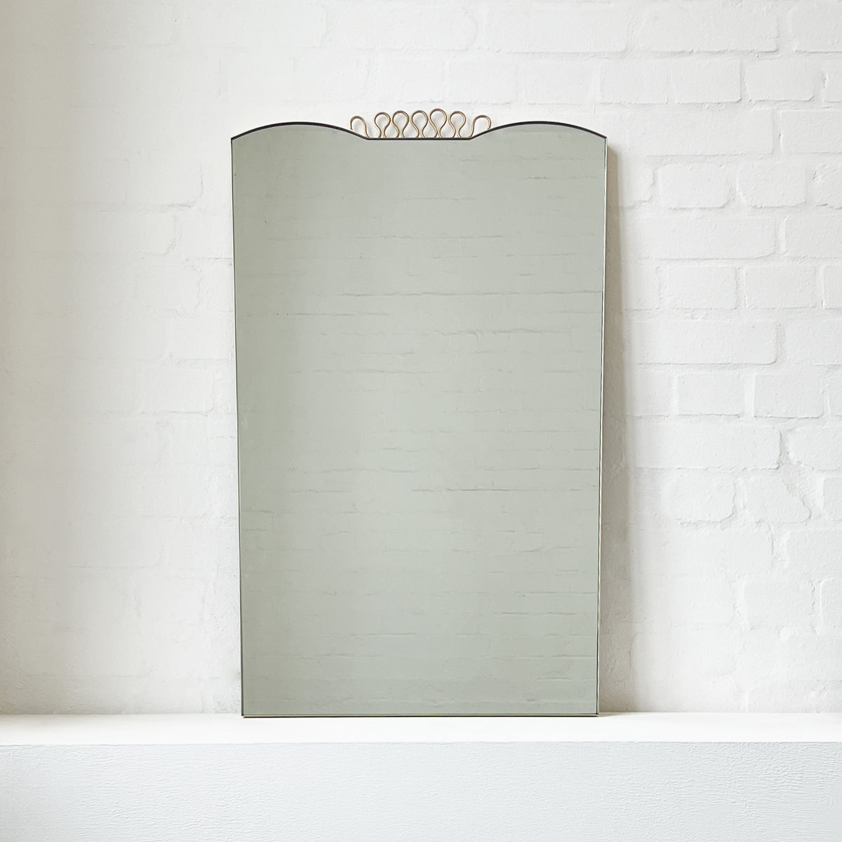Mid Century Art Deco Mirror with Handcrafted Brass Decorative Detail and Frame - Vintage N.1