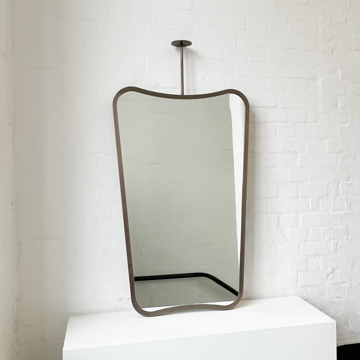Freeform Ceiling Suspended Mirror with Bronze Patina Full Frame - Vintage N. 2