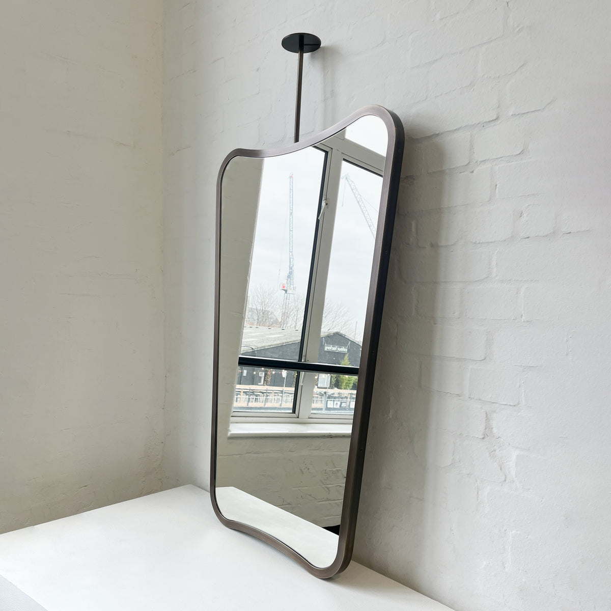 Freeform Ceiling Suspended Mirror with Bronze Patina Full Frame - Vintage N. 2