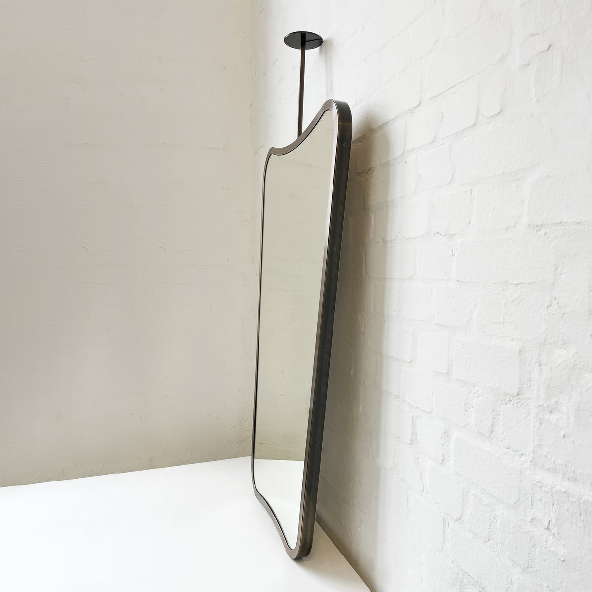 Freeform Ceiling Suspended Mirror with Bronze Patina Full Frame - Vintage N. 2
